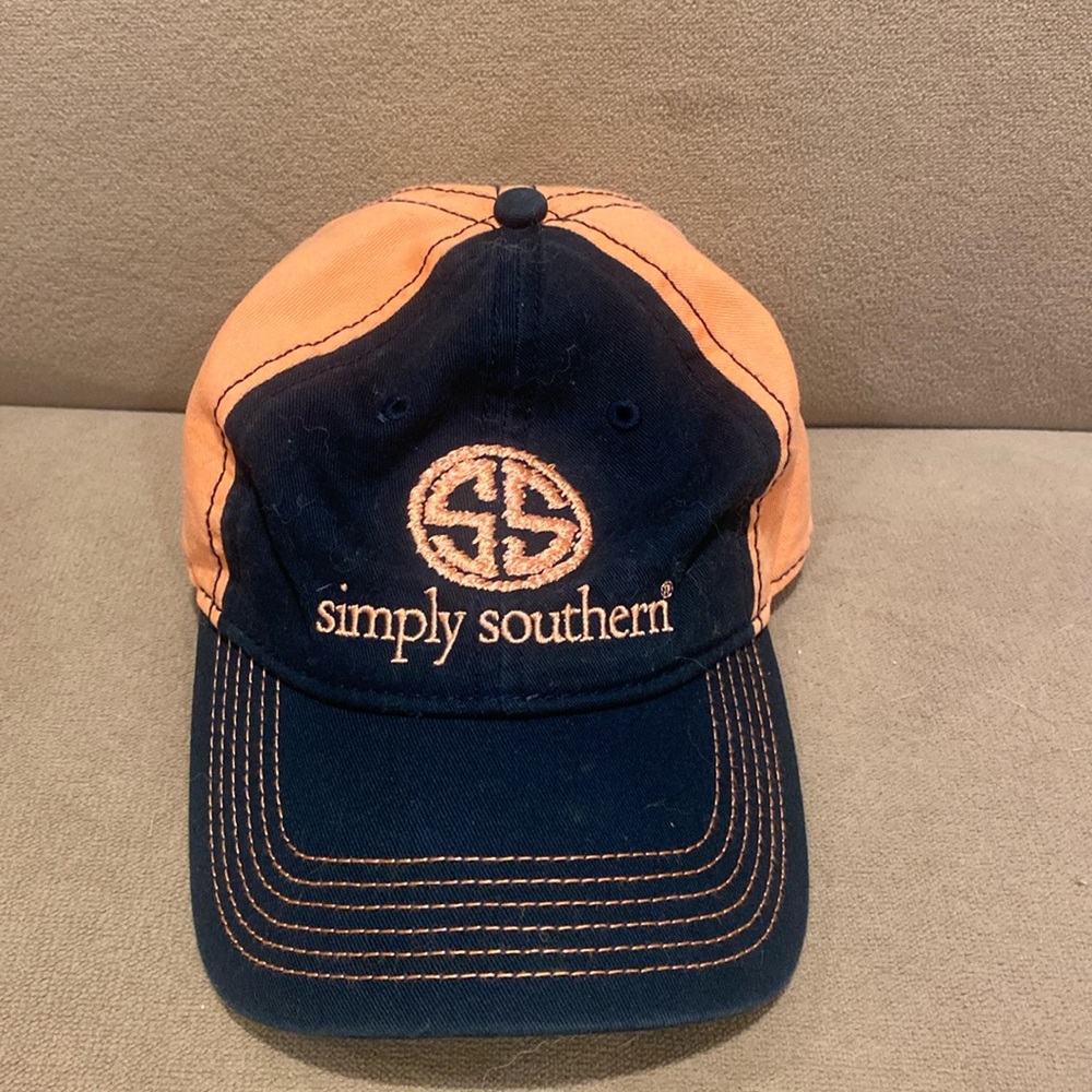 Simply Southern Navy and Orange Two-Tone Embroidered Cap